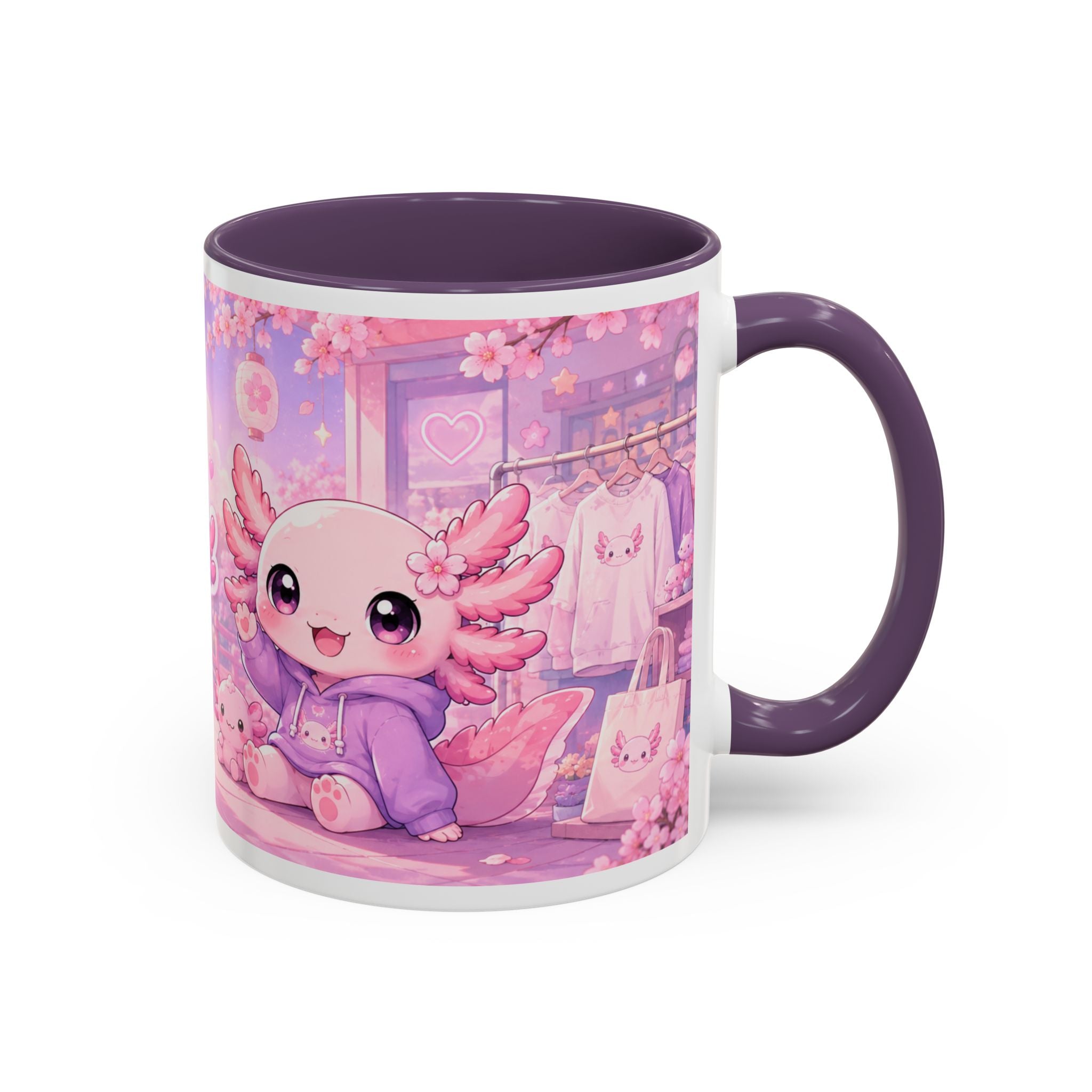 Cute Axolotl Coffee Mug — Kawaii Pink 'Good Mood' Accent Mug (11/15 oz)
