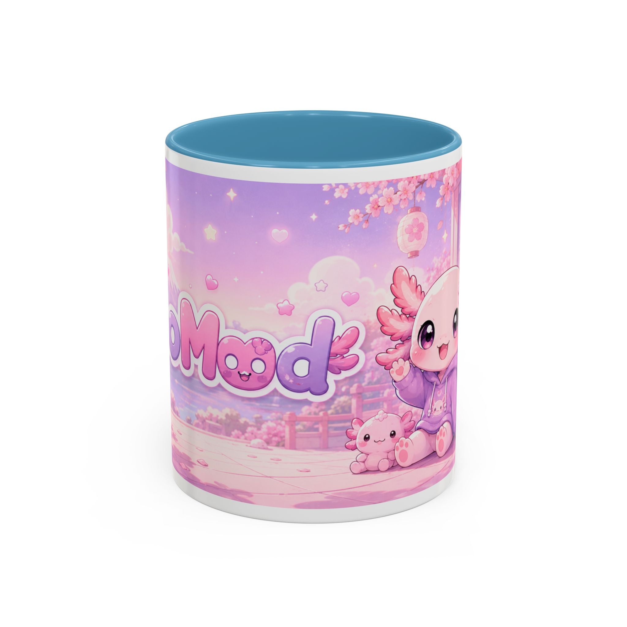 Cute Axolotl Coffee Mug — Kawaii Pink 'Good Mood' Accent Mug (11/15 oz)