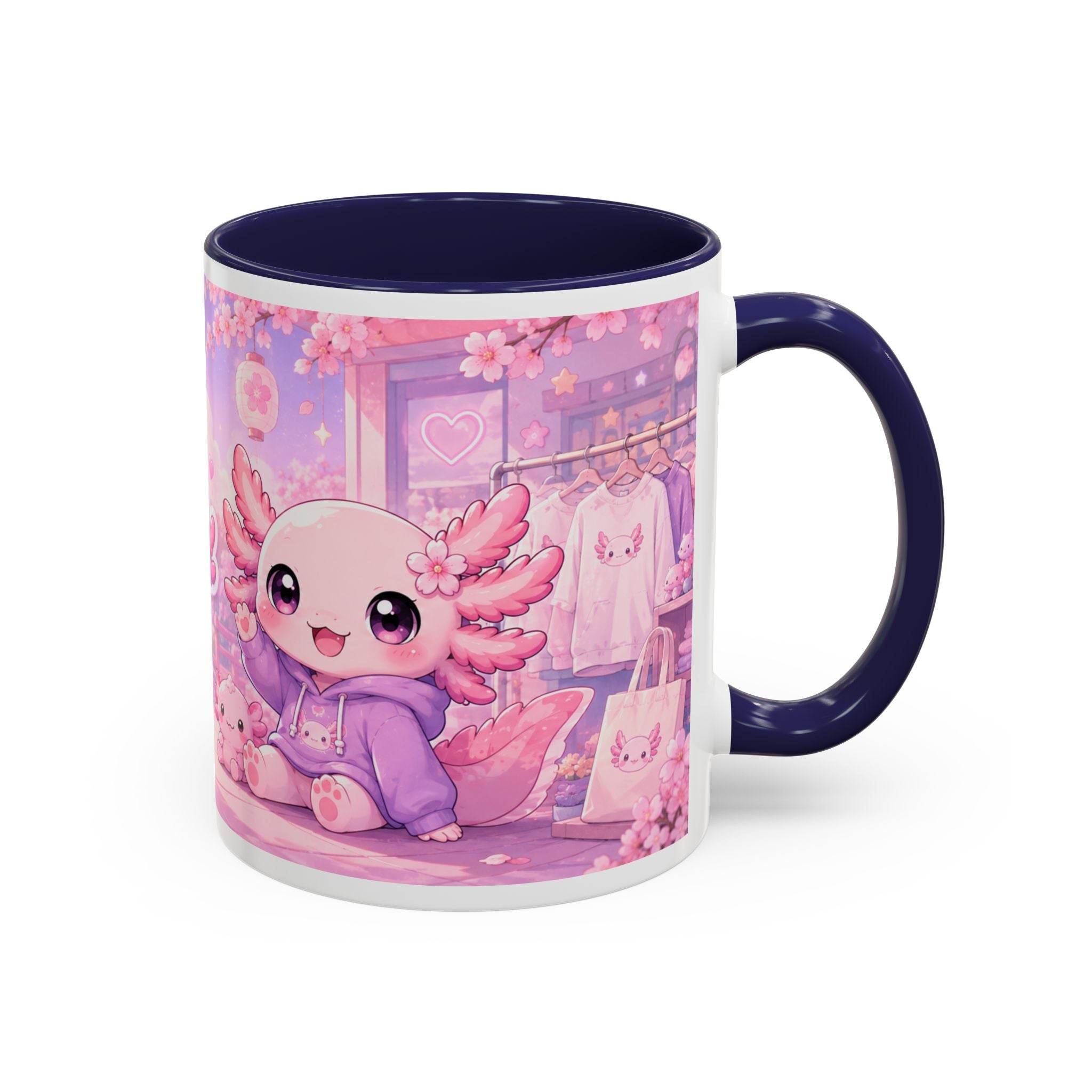 Cute Axolotl Coffee Mug — Kawaii Pink 'Good Mood' Accent Mug (11/15 oz)