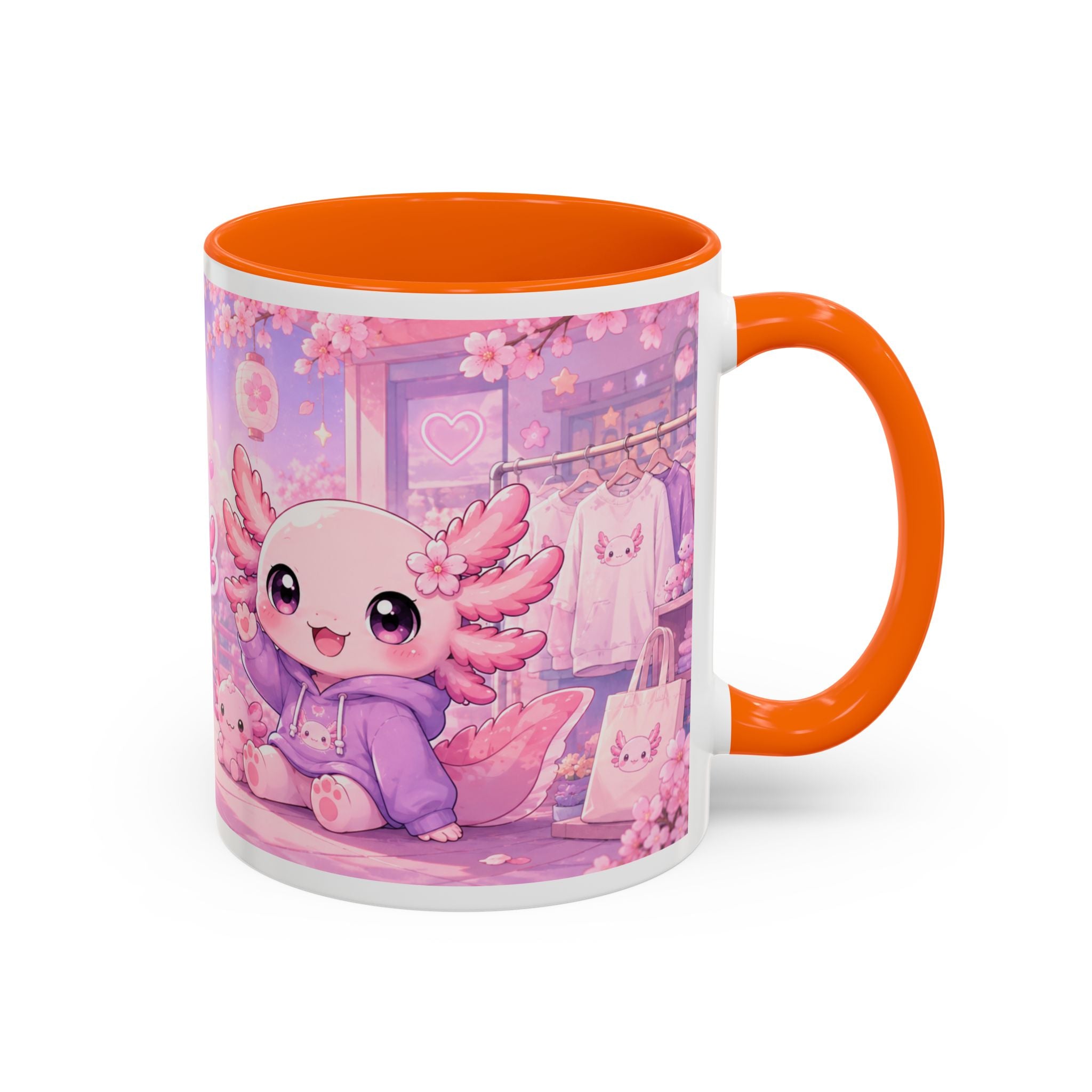 Cute Axolotl Coffee Mug — Kawaii Pink 'Good Mood' Accent Mug (11/15 oz)