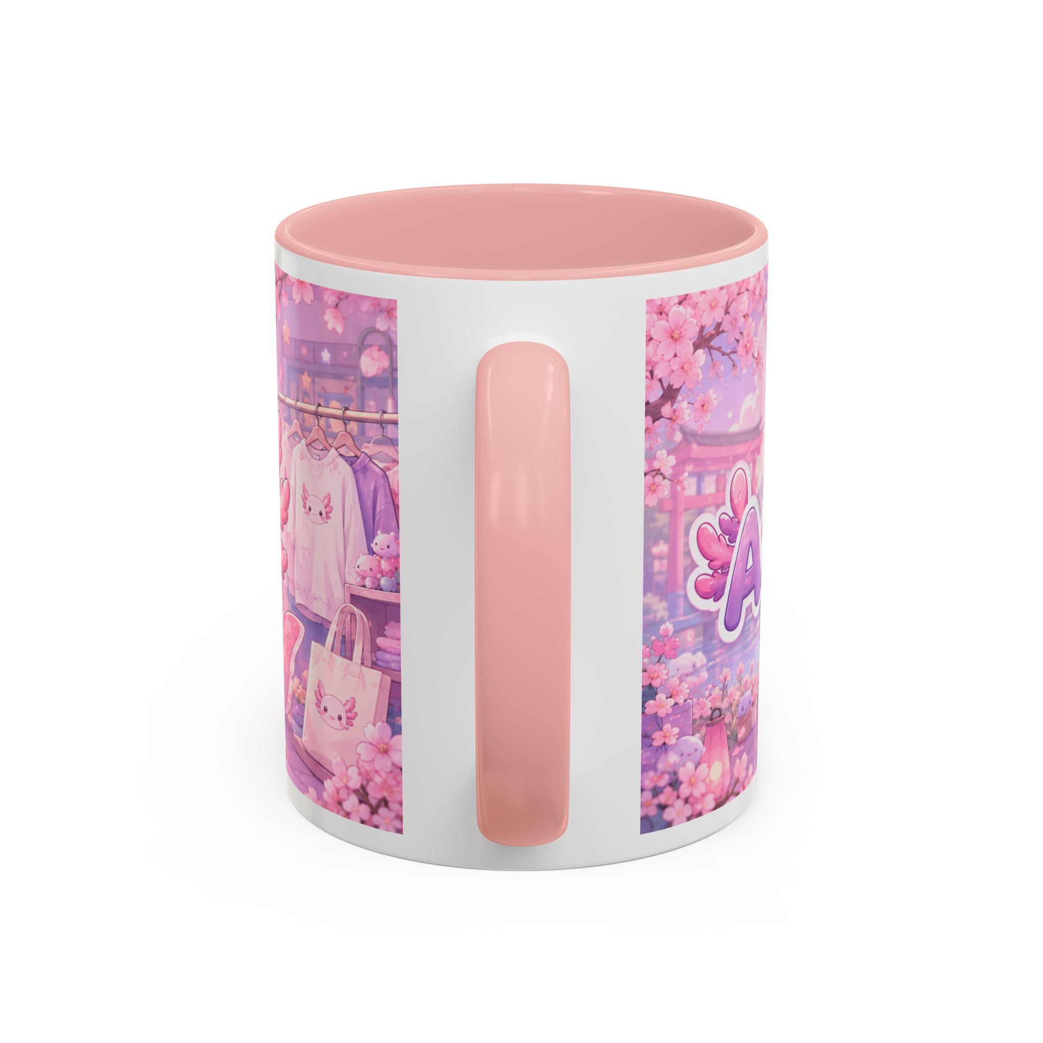 Cute Axolotl Coffee Mug — Kawaii Pink 'Good Mood' Accent Mug (11/15 oz)